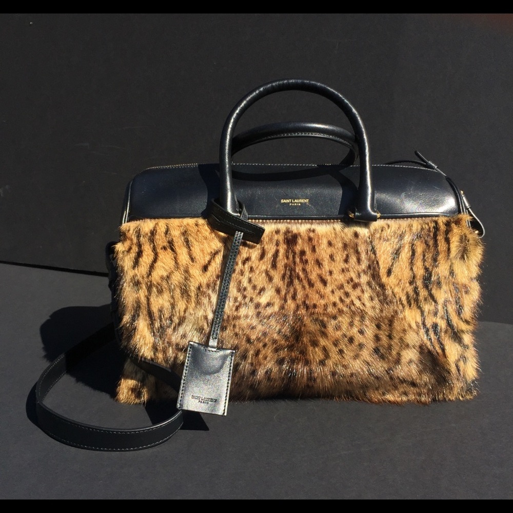 Saint Laurent YSL Leopard Leather Shoulder Bag